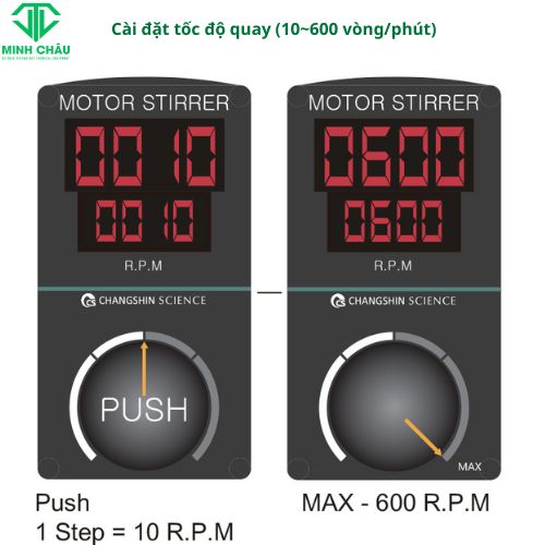 Cài đặt tốc độ quay máy khuấy đũa changshin 100lit