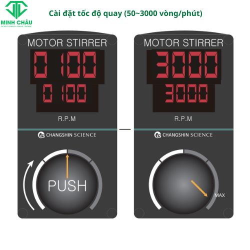 Cài đặt tốc độ quay máy khuấy đũa ChangShin C-STMD 10L
